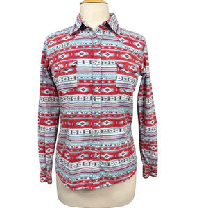 Panhandle Women’s Western Aztec Print Snap Button Shirt Medium